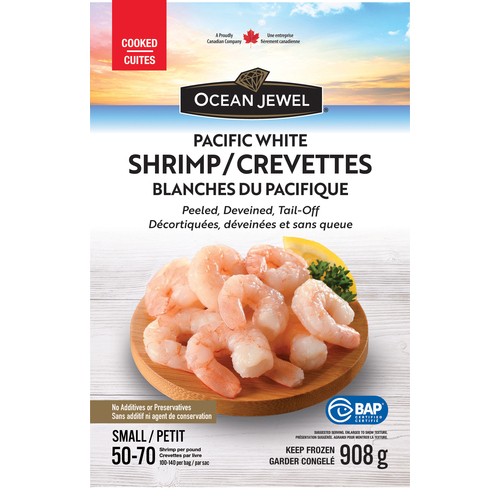 Ocean Jewel Frozen Shrimp Pacific White Cooked 50/70 Small 908 g