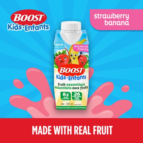 Boost Kids Nutritional Supplement Essential Fruit Blend Strawberry Banana 6 x 237 ml