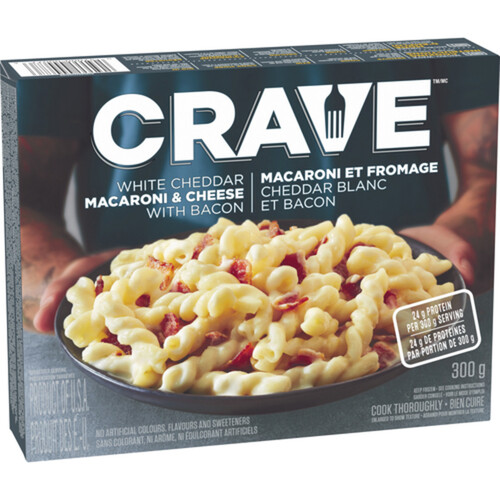 CRAVE Frozen Entrée White Cheddar Macaroni & Cheese With Bacon 300 g