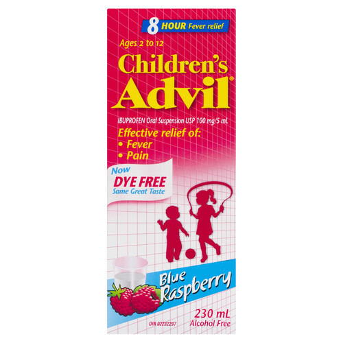 Advil Children's Fever Relief Dye-Free Blue Raspberry 230 ml