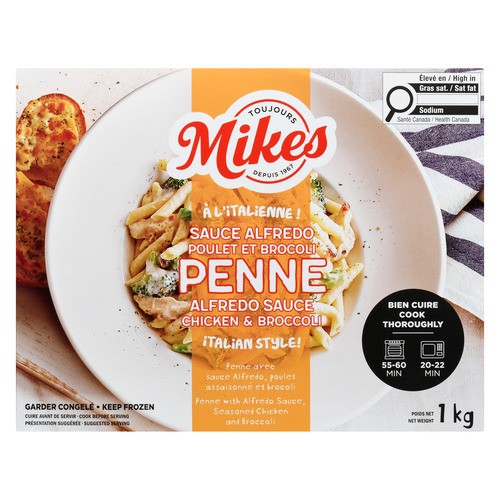 Mikes Frozen Penne Entree Chicken & Broccoli Alfredo Sauce 1 kg