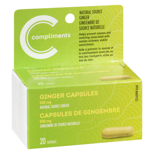 Compliments 550 mg Ginger Capsules 20 Count