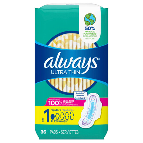 Always Ultra Thin Pads Flexi-Wings Size 1 36 Count - Voilà Online Groceries  & Offers