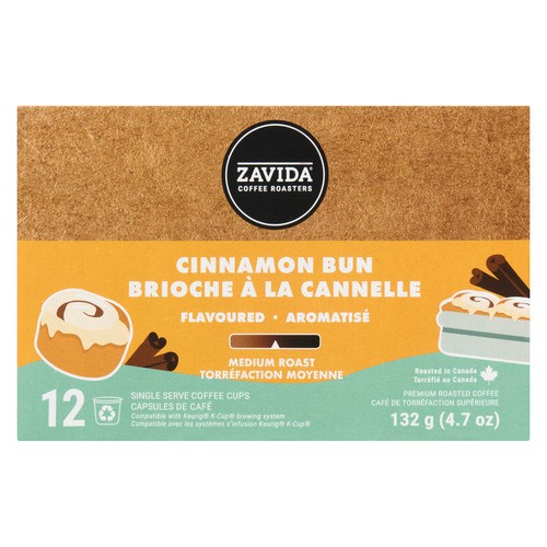 Zavida Coffee Pods Medium Roast Cinnamon Bun 12 Single Serve 132 g
