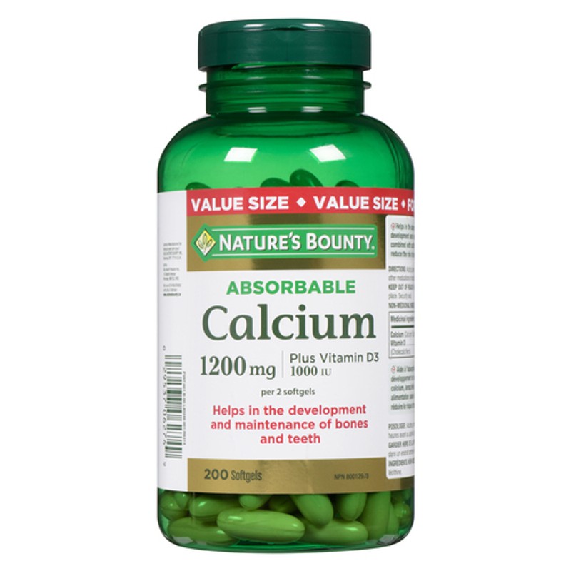 Nature's Bounty Calcium Plus Vitamin D3 Absorbable 1200 mg 200 EA ...
