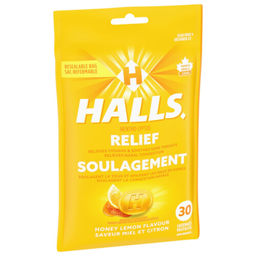 Halls Mentho-Lyptus Cough Drops Honey Lemon Flavour 30 Lozenges