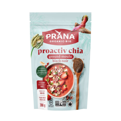 Prana Organic Gluten-Free Proactive Ground Chia Seeds Black 200 g