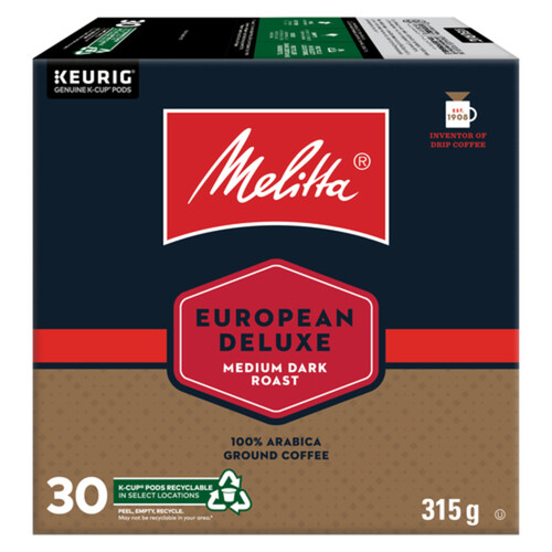 Melitta Coffee Pods European Deluxe Medium Dark 30 K-Cups 315 g