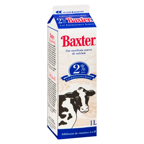 Baxter 2% Milk Partly Skimmed 1 L