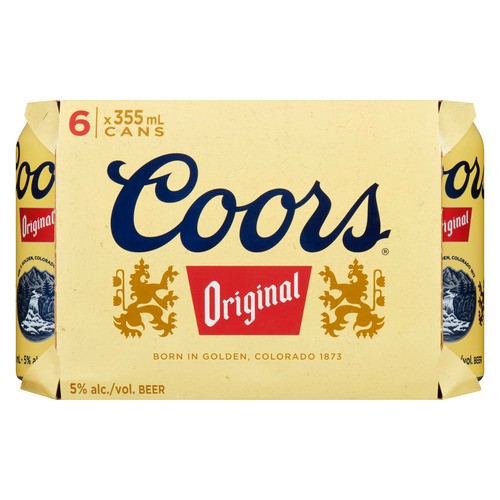 Coors Beer Original 5% Alcohol 6 x 355 ml (cans)