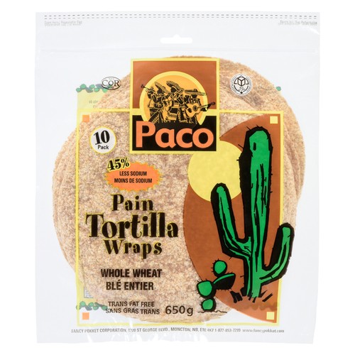 Paco 10 Inch Tortilla Wrap Whole Wheat  650 g