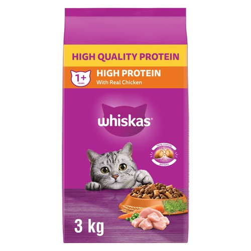 Whiskas Adult Dry Cat Food High Protein Chicken 3 kg