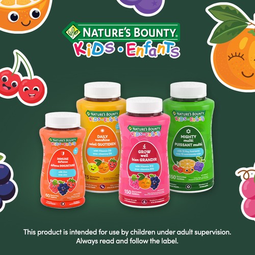 Nature's Bounty KIDS Mighty Multi Only 1g Sugar Per Gummy 150 Count