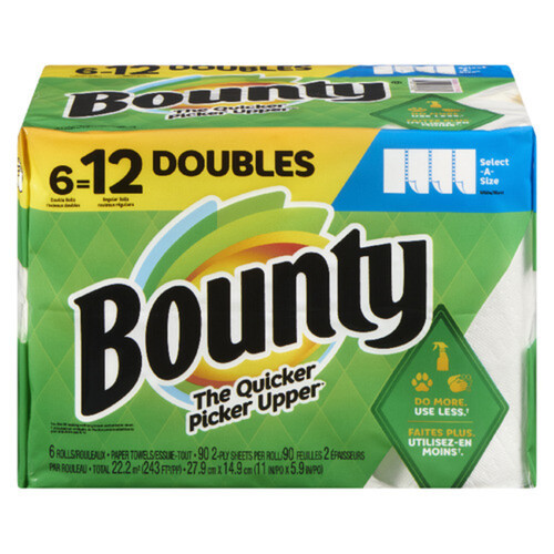 Bounty Paper Towel Select A Size 2-Ply 6 Double Rolls x 90 Sheets
