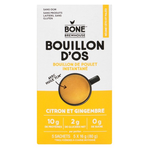 Bone Brewhouse Instant Bone Broth Lemon 5 Pack Ginger 16 g