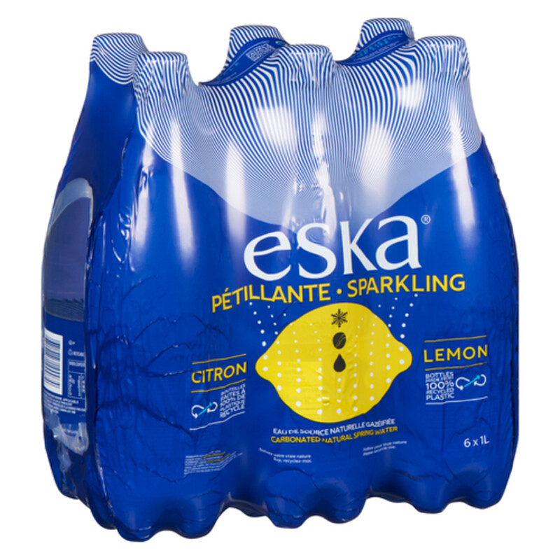 Eska Sparkling Carbonated Water Spring Lemon 6 x 1 L (bottles) Voilà