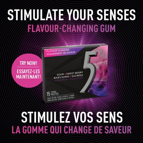 5 Sugar-Free Gum Sour Sweet Berry Evolution 15 Count