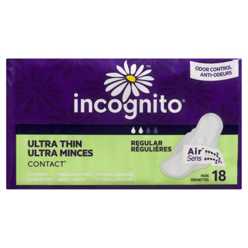 Incognito Ultra Thin Contact Pads Regular 18 Count