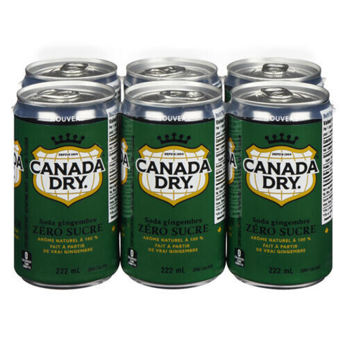 Canada Dry Zero Sugar Soft Drink Ginger Ale 6 x 222 ml (cans)