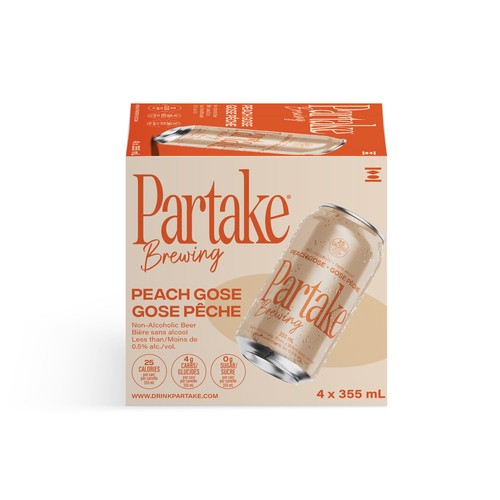 Partake Brewing Non Alcoholic Beer Peach Gose 4 x 355 ml (cans)