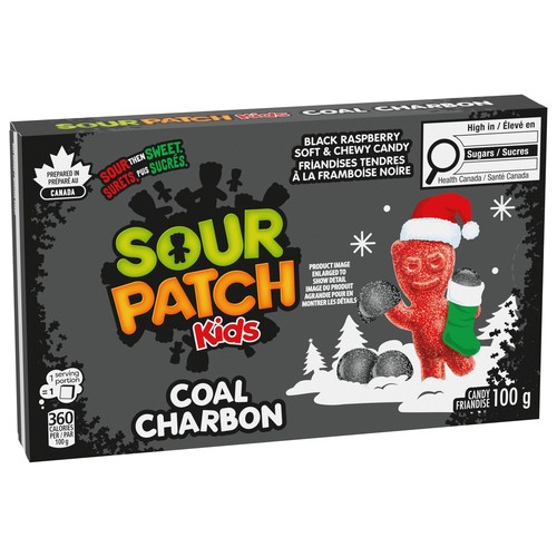Maynards Sour Patch Kids Christmas Candy Coal Black Raspberry 100 g