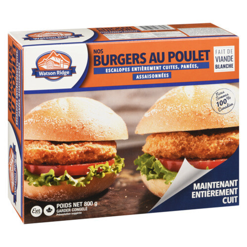 Watson Ridge Frozen Chicken Burger Breaded Fully Cooked 800 g