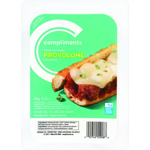 Compliments Sliced Cheese Provolone 8 Slices 150 g
