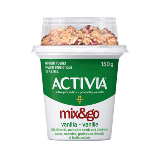 Activia Probiotic Yogurt Vanilla With Oats Almonds Pumpkin Seeds & Dried Cranberries 3 x 150 g