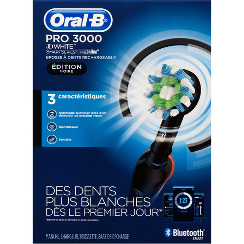 Oral-B Pro 3000 3D White Toothbrush Rechargeable With Base Power Black 