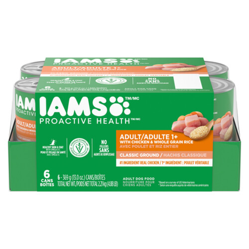 IAMS Wet Dog Food Adult Ground Chicken & Whole Grain Rice 369 g