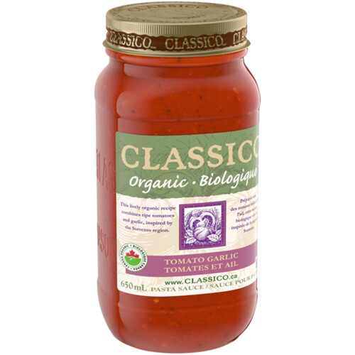 Classico Organic Pasta Sauce Tomato Garlic 650 ml