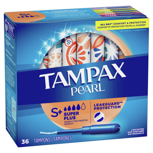 Tampax Pearl Tampons Super Plus Unscented  36 Count