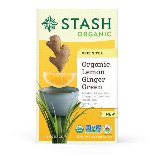 Stash Organic Green Tea Lemon Ginger 16 Tea Bags 32 g