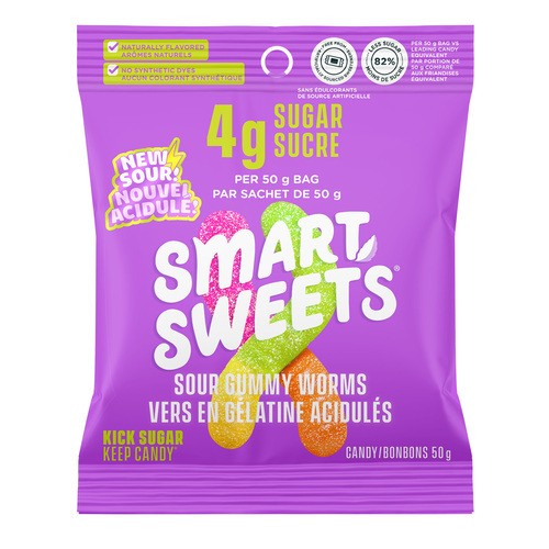 SmartSweets Candy Sour Gummy Worms 50 g