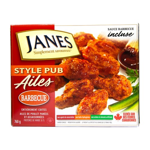 Janes Pub Style Frozen Fully Cooked Chicken Wings Smokey Hickory BBQ 760 g