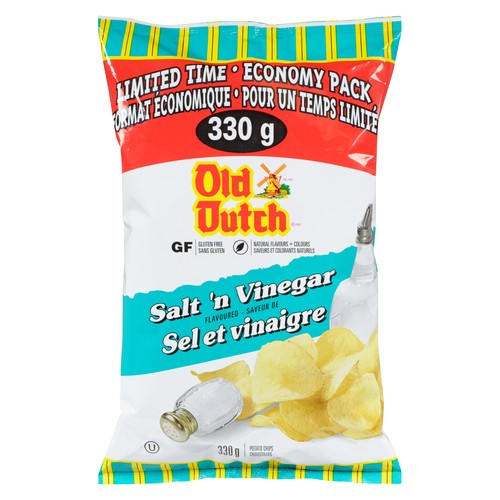 Old Dutch Gluten-Free Potato Chips Salt 'n Vinegar 330 g