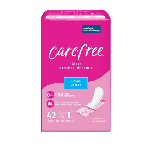Carefree Acti-Fresh Daily Liners Long Unscented 42 Count