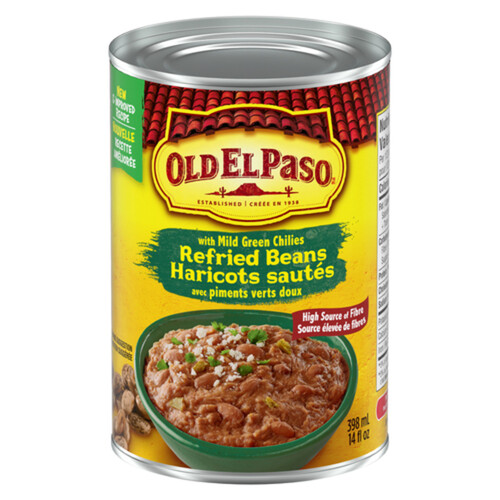 Old El Paso Canned Refried Beans With Mild Green Chilies 398 ml