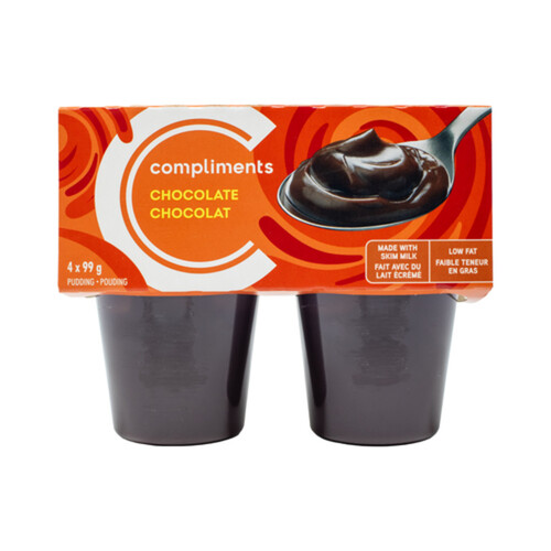 Compliments Low Fat Pudding Cups Chocolate 4 x 99 g