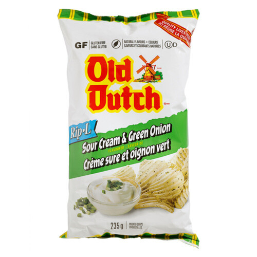 Old Dutch Rip-L Potato Chips Sour Cream and Green Onion 235 g