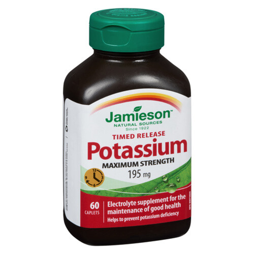 Jamieson Potassium Maximum Strength 195 mg Caplets 60 Count