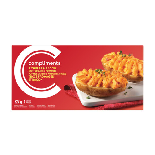 Compliments 3 Cheese & Bacon Stuffed Potatoes 527 g (frozen)