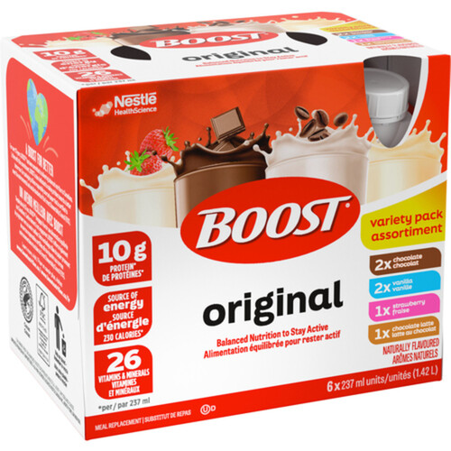 Nestlé Boost Meal Replacement Regular Variety Pack 6 x 237 ml (bottles)