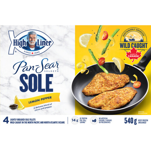 High Liner Frozen Pan Sear Sole Fillets Lightly Breaded Lemon Pepper 540 g