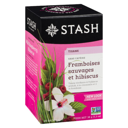 Stash Caffeine-Free Herbal Tea Wild Raspberry Hibiscus 20 Tea Bags