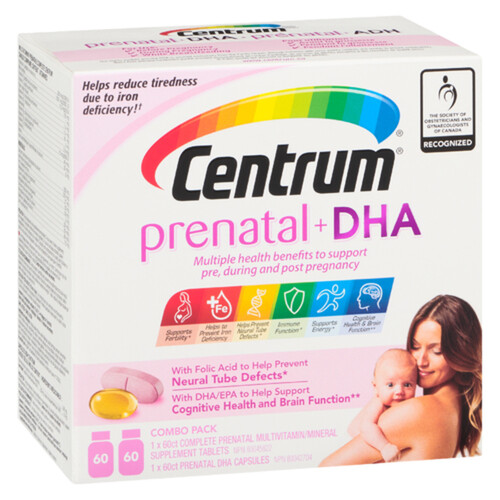 Centrum Prenatal Vitamins Prenatal+ DHA Combo Pack Tablets 2 x 60 Count