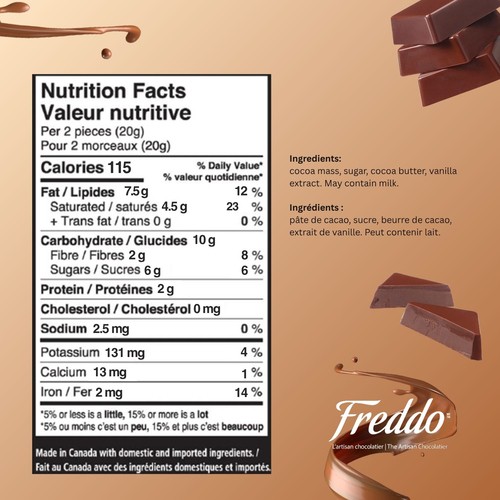 Freddo Gluten-Free Chocolate Squares 70% Dark Cocoa Chunky Style 120 g