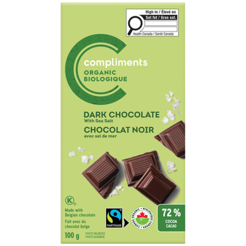 Compliments Organic Dark Chocolate Bar With Sea Salt 100 g