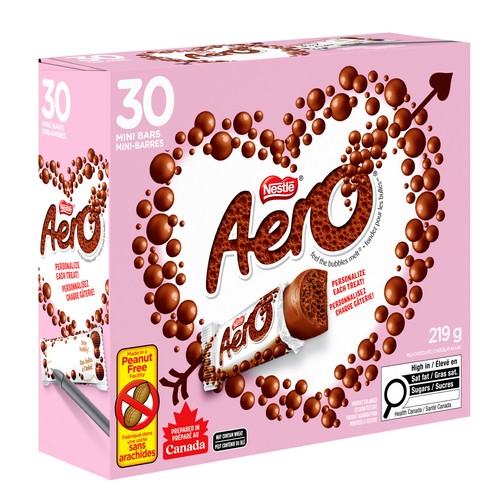 Aero Peanut-Free Valentine Mini Milk Chocolate Bars 30 Count 219 g