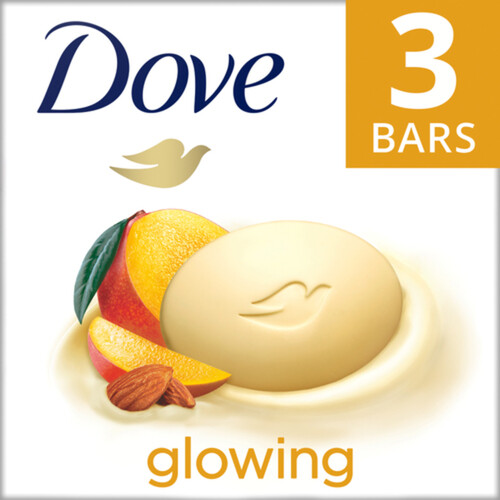 Dove Beauty Bar Soap Gentle Skin Cleanser Glowing Mango & Almond Butter 3 x 106 g